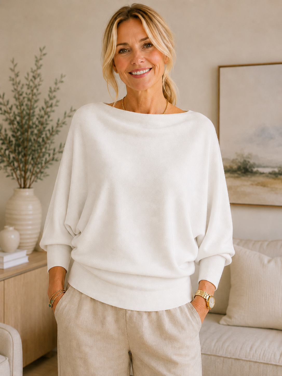 Ponchitta Knit Top - White