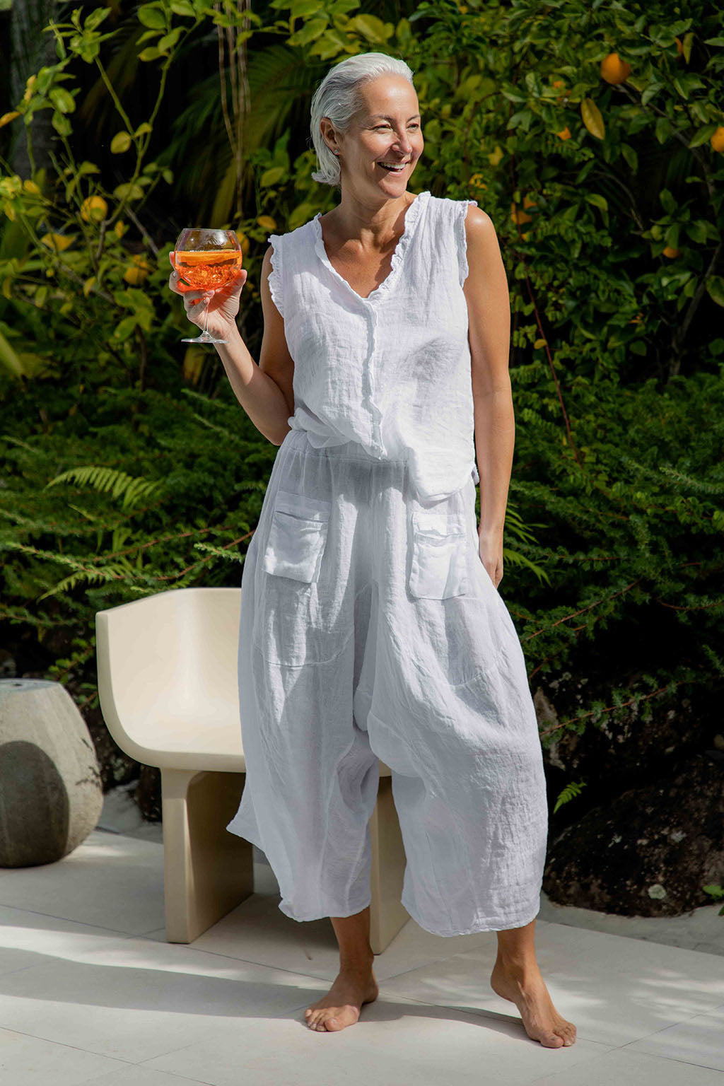 Fern Linen Pants - White