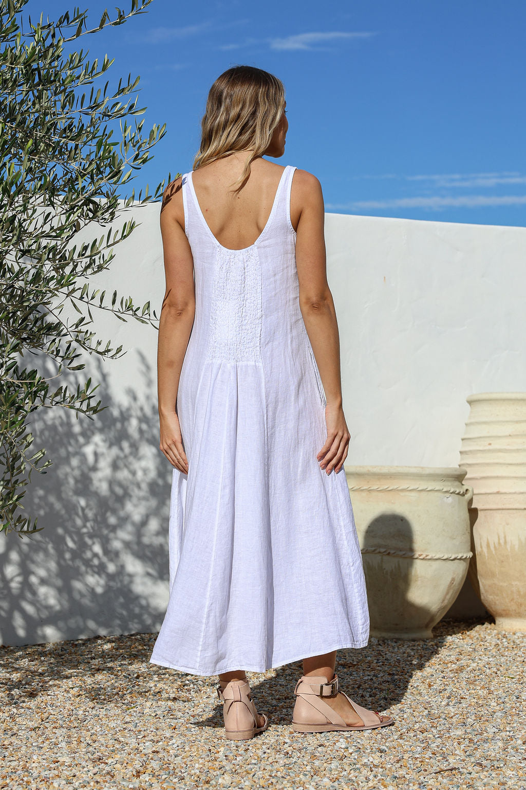 La Figura Linen Dress - White