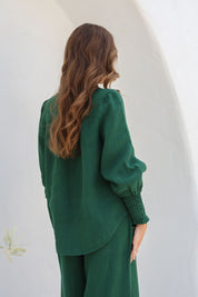 Brava Linen Top - Forest