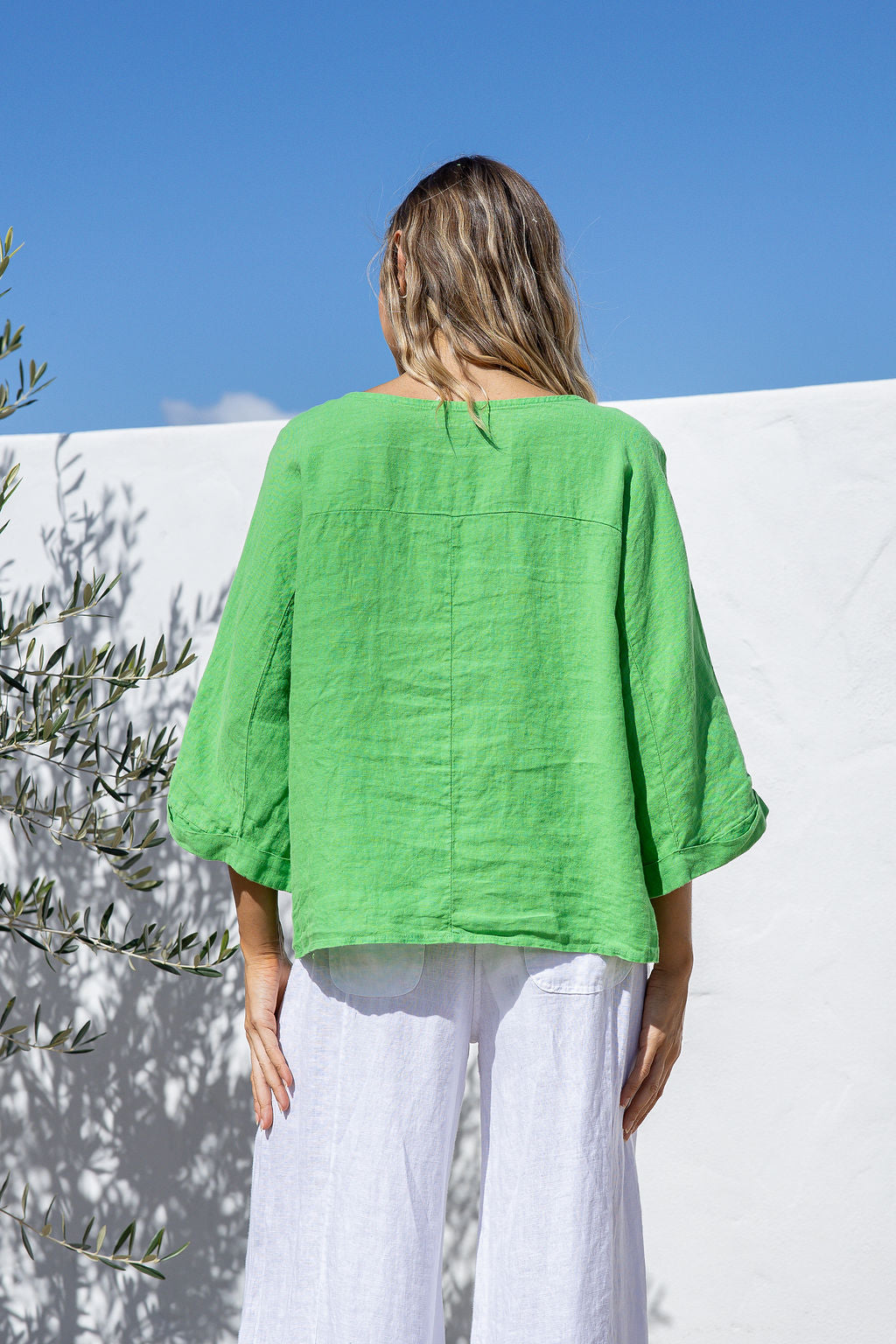 Gemma Linen Top - Verde