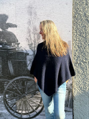 Possum/Merino Poncho - Midnight