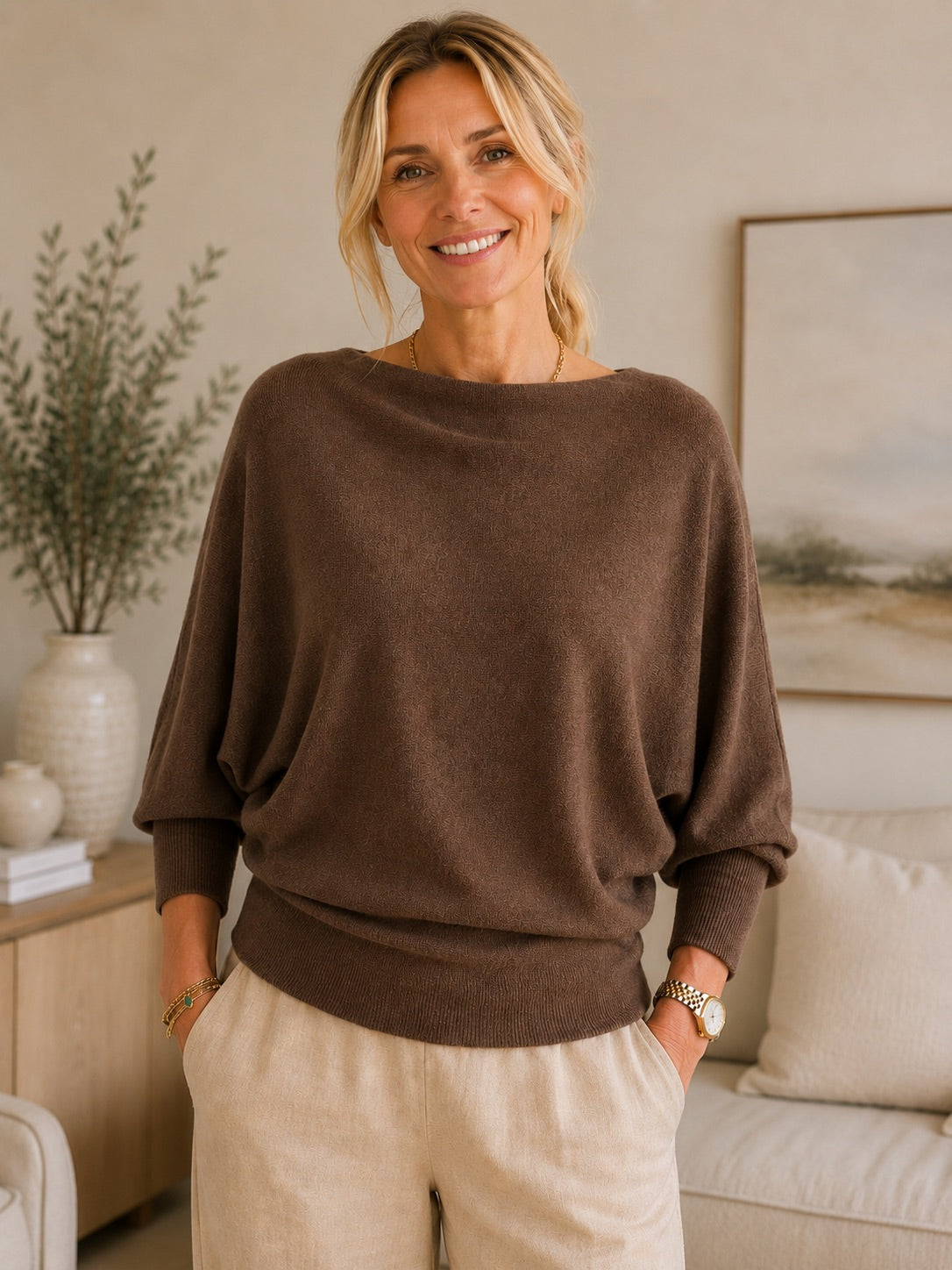 Ponchitta Knit Top - Chocolate