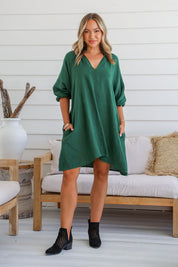 Felice Linen Dress - Forest