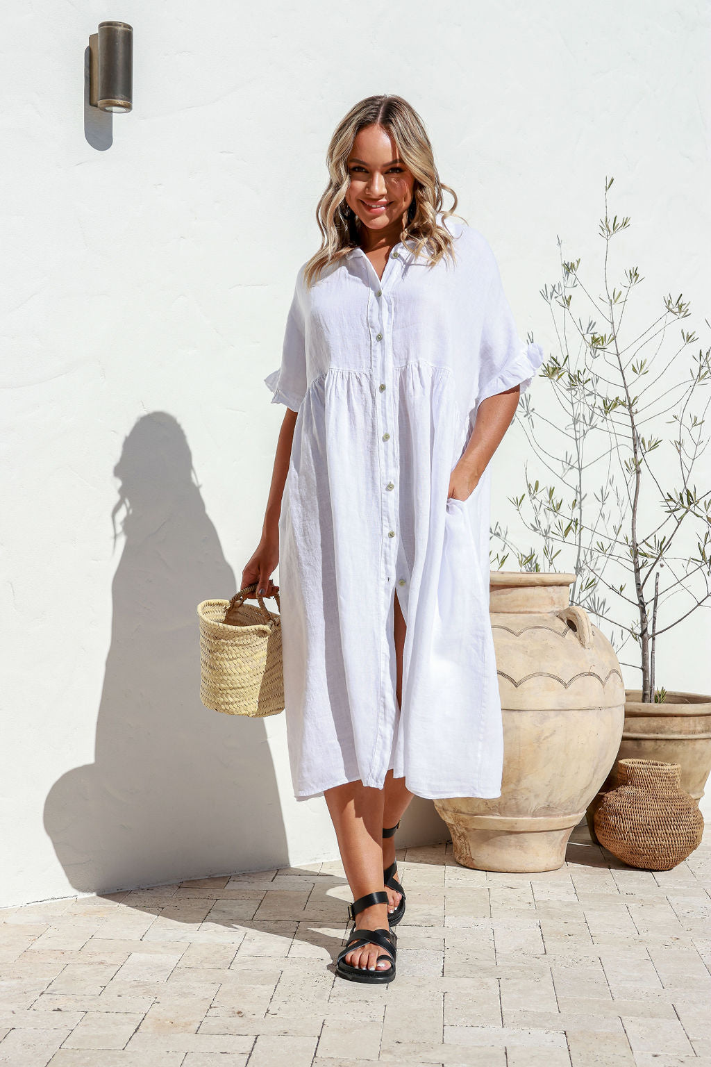Peona Linen Dress - Sand