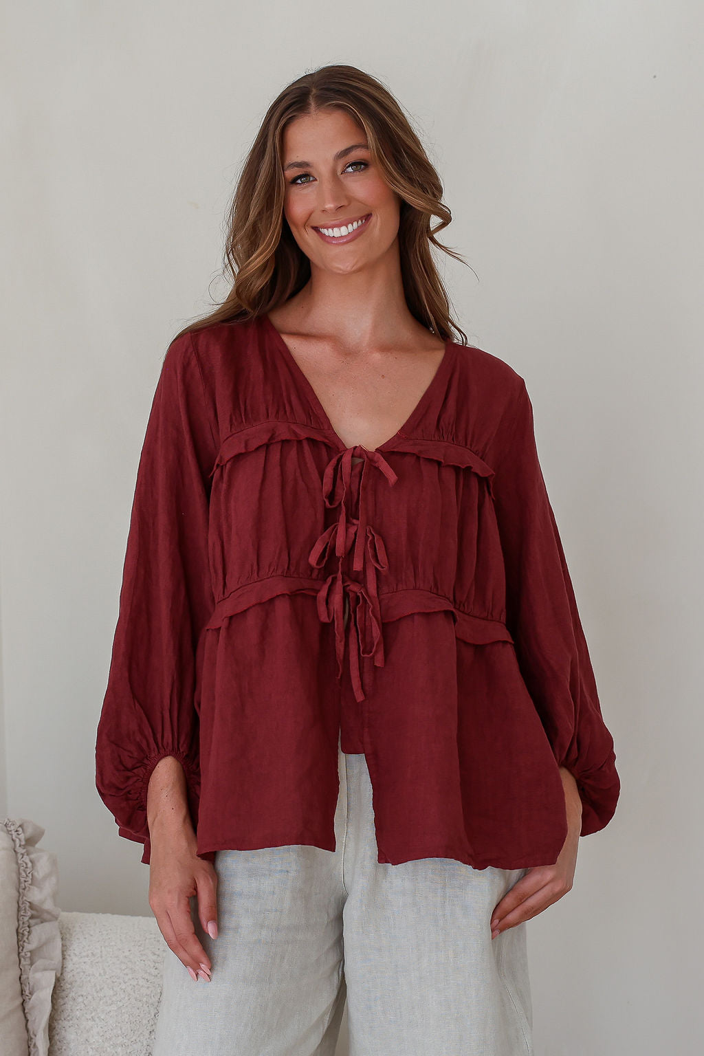 Fruttata Linen Top - Berry