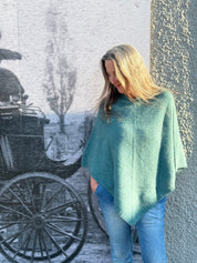 Possum/Merino Poncho - Sage