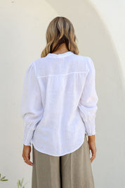 Brava Linen Top - White