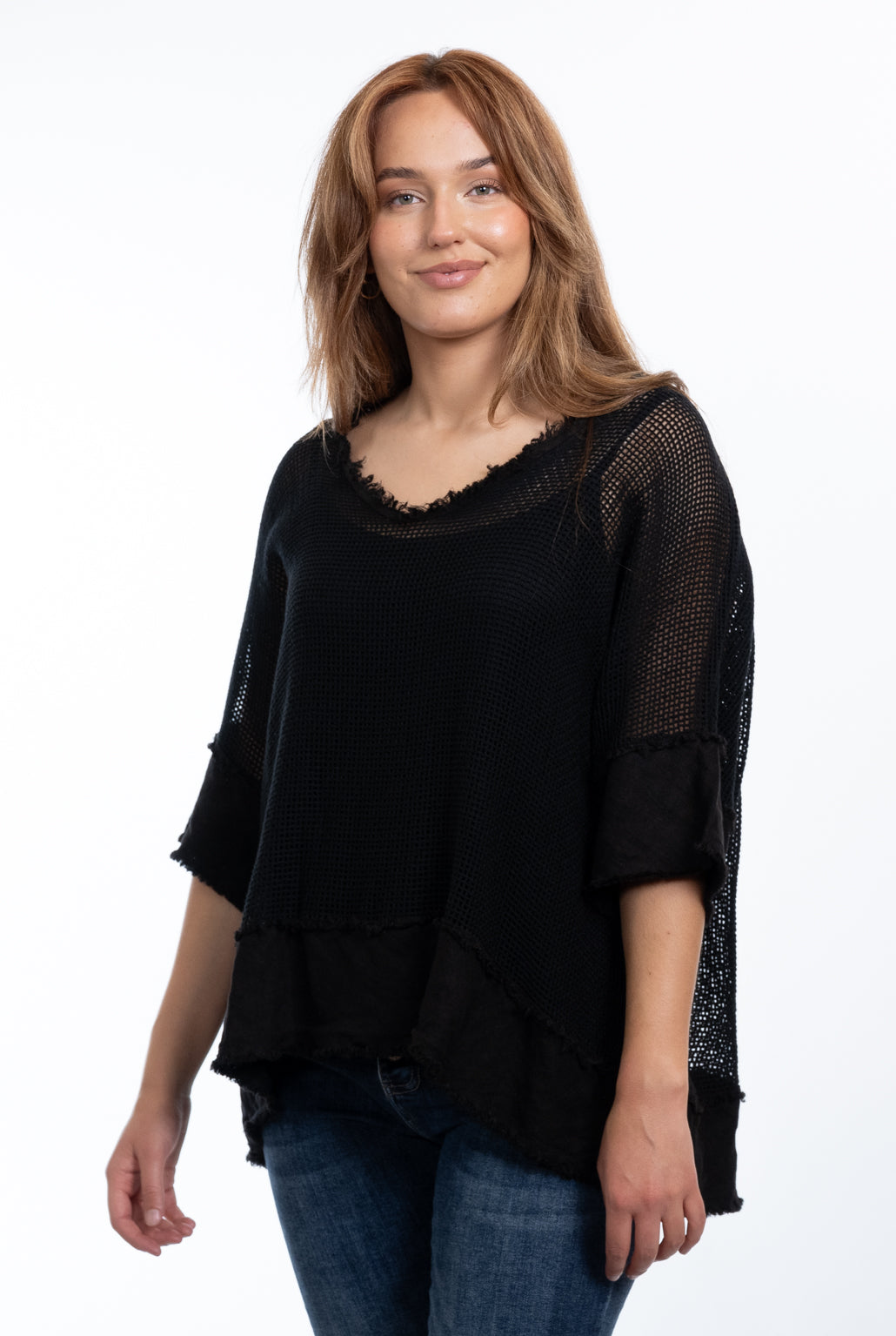 Carina Linen Top - Black