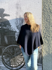 Possum/Merino Poncho - Midnight