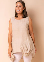 Joyce Linen Blend Top - Latte