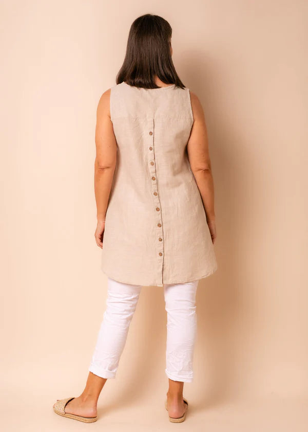 Joyce Linen Blend Top - Latte
