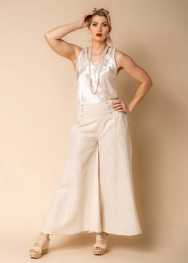 Estella Linen Blend Pants - Latte