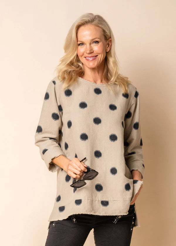 Charity Linen Blend Top - Latte