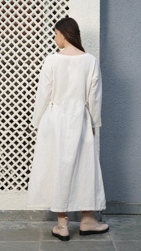 Belinda Linen Blend Dress - Cream