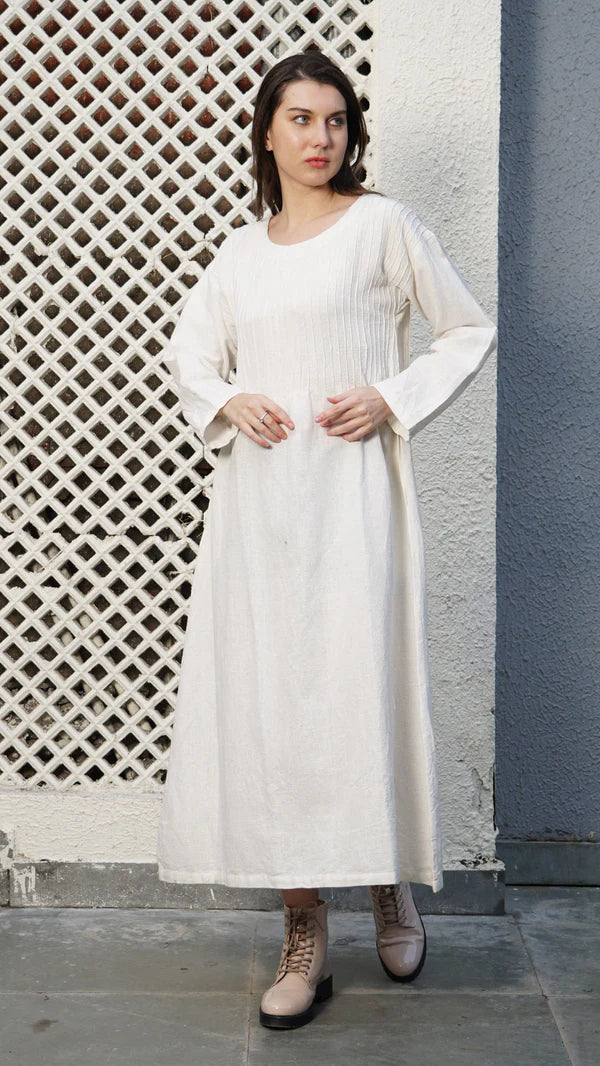Belinda Linen Blend Dress - Cream