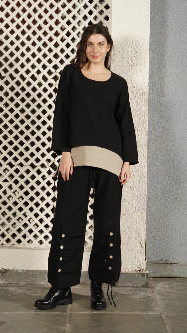 Nadine Linen Blend Top - Onyx