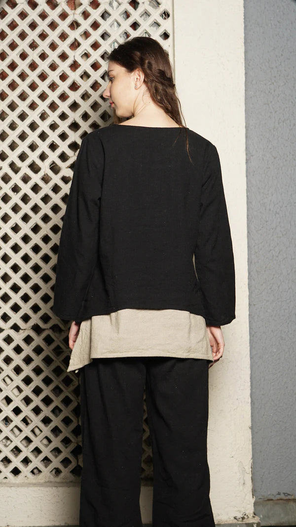 Nadine Linen Blend Top - Onyx