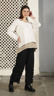 Nadine Linen Blend Top - Cream