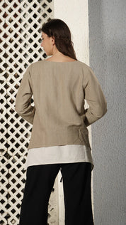 Nadine Linen Blend Top - Latte