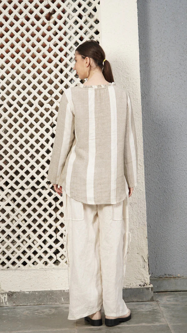 Napoleon Linen Blend Top - Cream