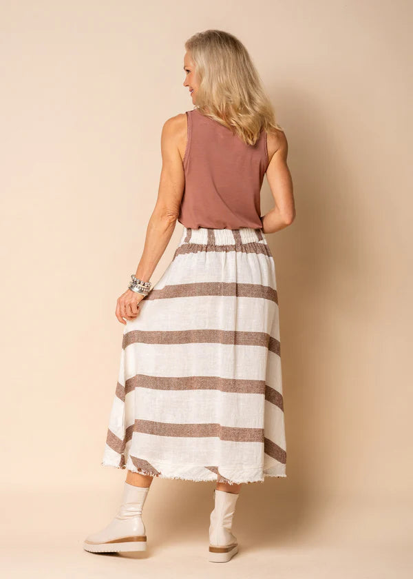 Vegas Linen Blend Skirt - Rust