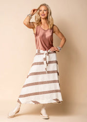 Vegas Linen Blend Skirt - Rust