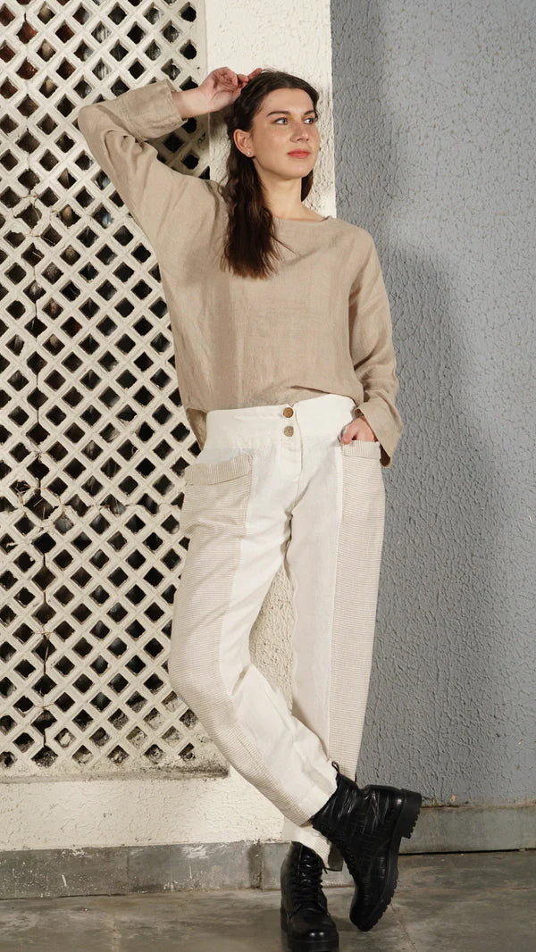 Carey Linen Blend Pant - Cream