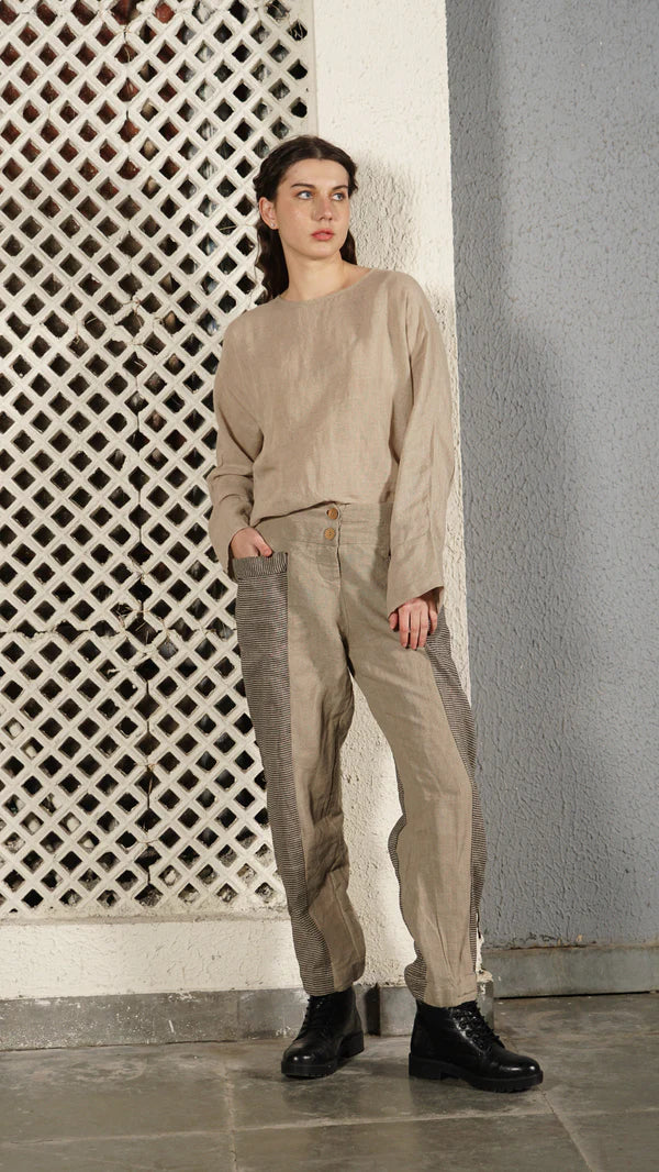 Carey Linen Blend Pant - Latte