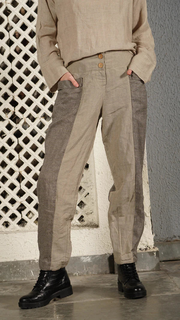 Carey Linen Blend Pant - Latte
