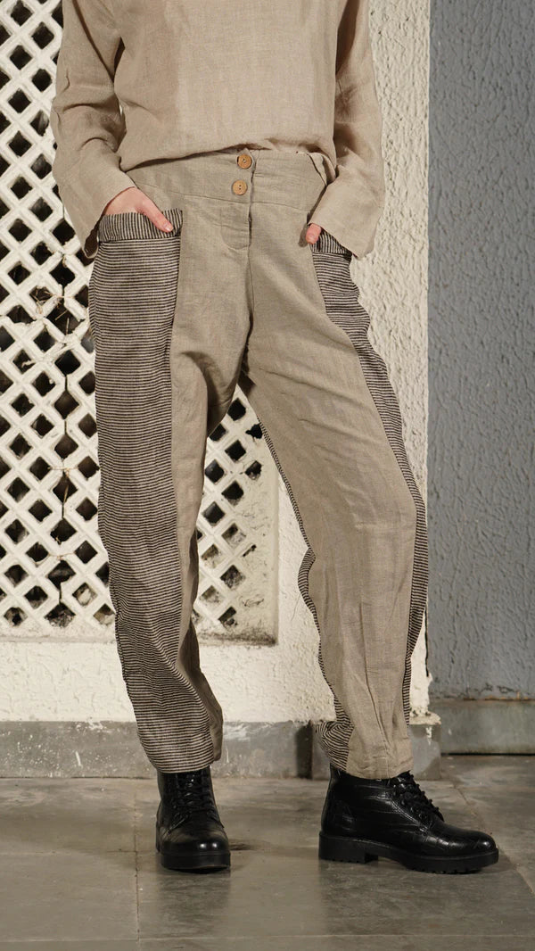 Carey Linen Blend Pant - Latte