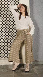 Akari Linen Blend Pant - Latte