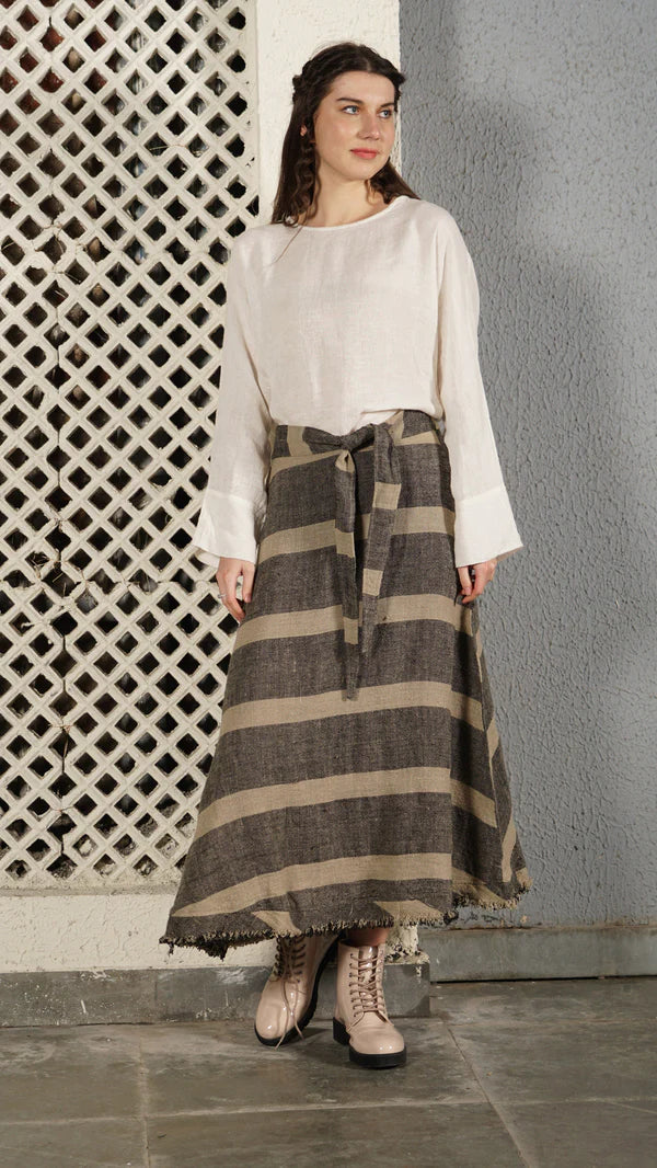 Vegas Linen Blend Skirt - Onyx