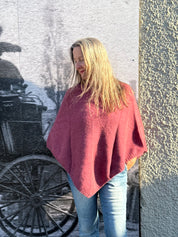 Possum/Merino Poncho - Orchid