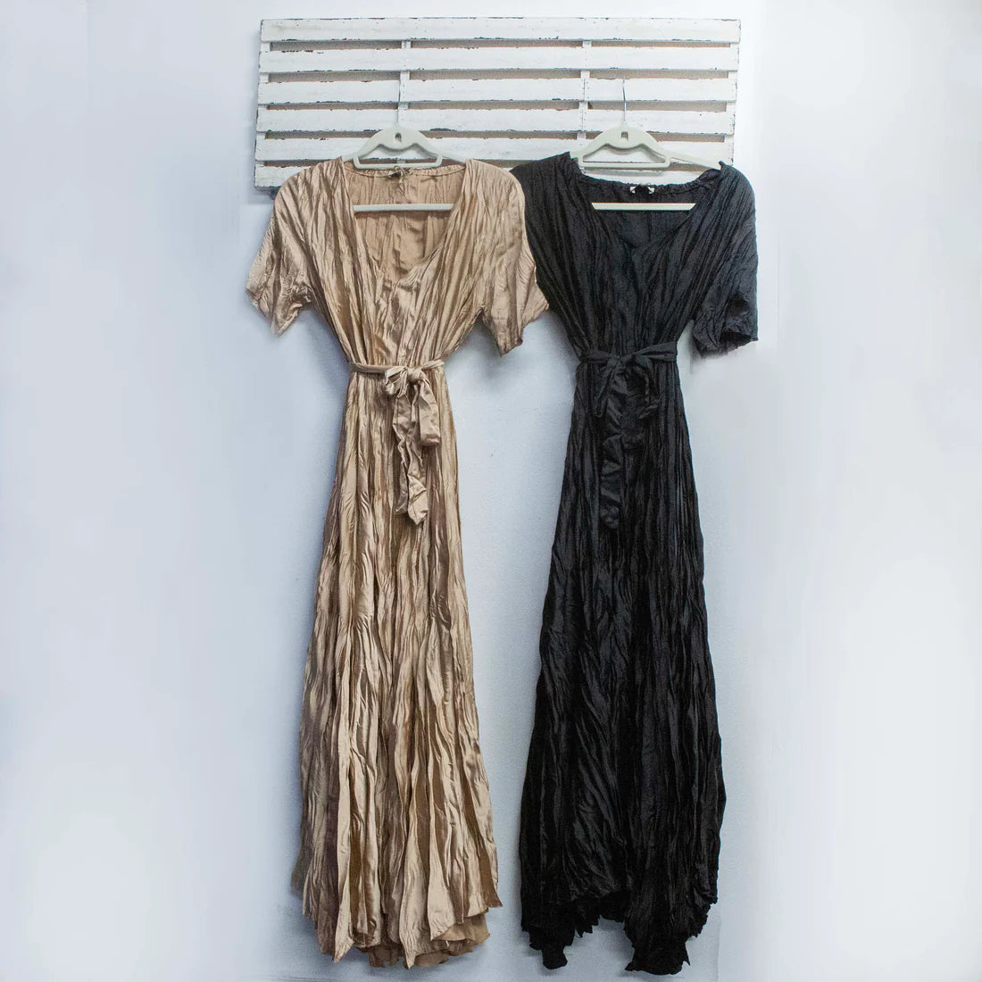 Crushed Look Dress - Champagne