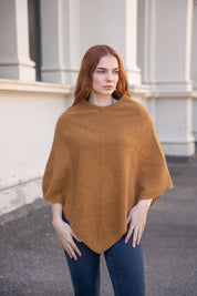 Possum/Merino Poncho - Gold