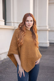 Possum/Merino Poncho - Gold
