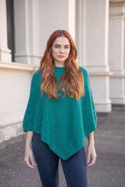 Possum/Merino Poncho - Emerald