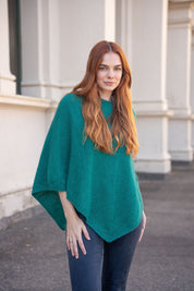 Possum/Merino Poncho - Emerald