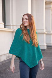 Possum/Merino Poncho - Emerald