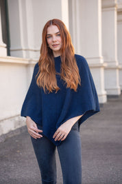 Possum/Merino Poncho - Midnight