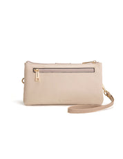 CANDICE LEATHER WALLET WITH SHOULDER STRAP - IVORY/PUTTY