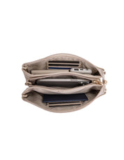 CANDICE LEATHER WALLET WITH SHOULDER STRAP - IVORY/PUTTY