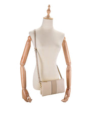 CANDICE LEATHER WALLET WITH SHOULDER STRAP - IVORY/PUTTY