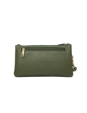 CANDICE LEATHER WALLET WITH SHOULDER STRAP - OLIVE