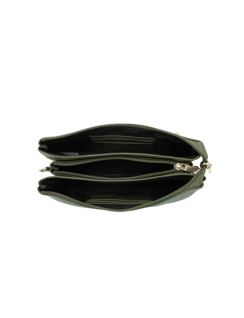 CANDICE LEATHER WALLET WITH SHOULDER STRAP - OLIVE