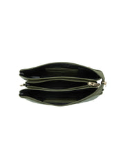 CANDICE LEATHER WALLET WITH SHOULDER STRAP - OLIVE