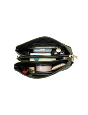 CANDICE LEATHER WALLET WITH SHOULDER STRAP - OLIVE