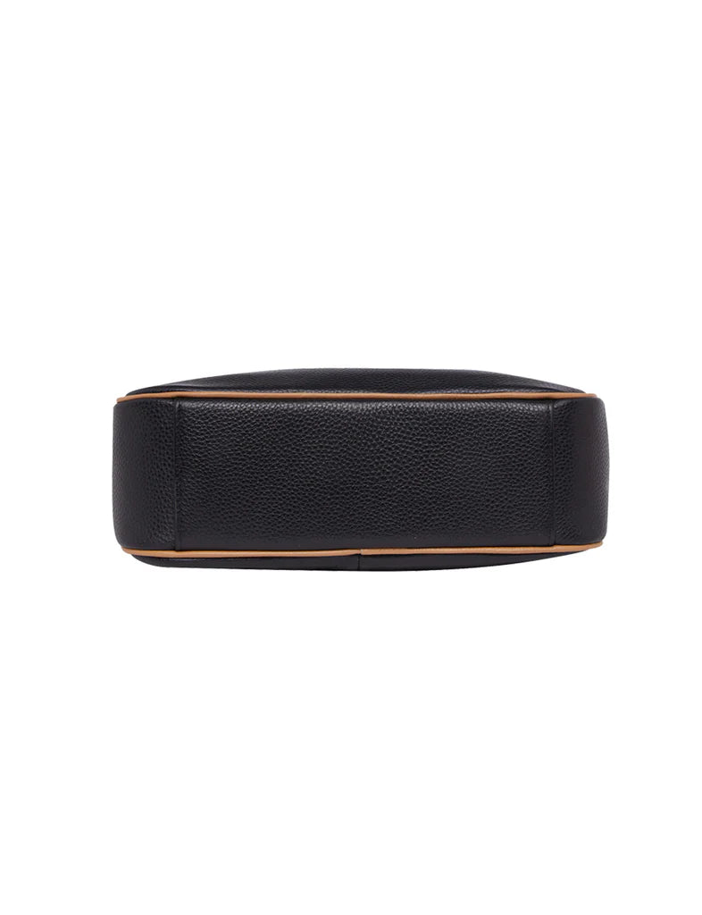 ANTONELLA LEATHER XBODY BAG - BLACK/TAN