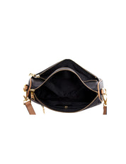 ANTONELLA LEATHER XBODY BAG - BLACK/TAN